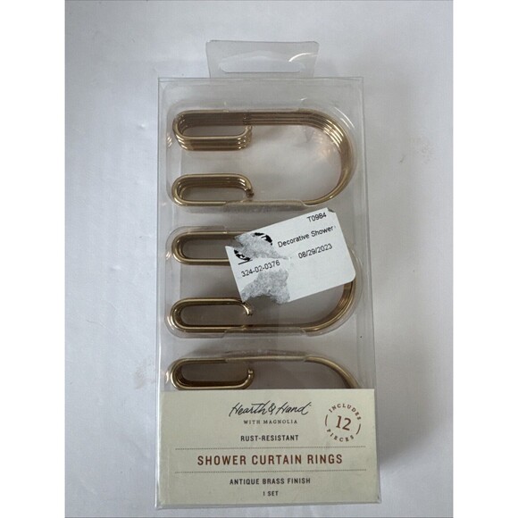 Hearth and Hand with Magnolia Other - Hearth and Hand Magnolia Shower Curtain Stainless Steel Rings Set Gold Tone